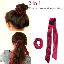 Load image into Gallery viewer, Women’s Velvet Ribbon Bow Scrunchies
